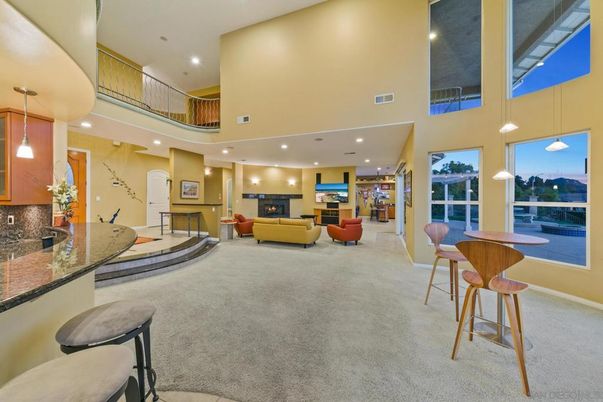 Dining room, Fireplace, Interior, Living room, Pendant Lights, Recessed Lighting