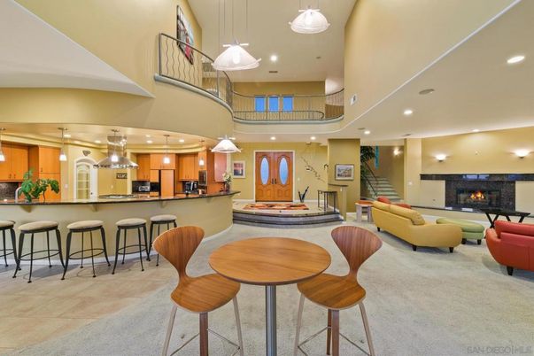 Dining room, Fireplace, Interior, Kitchen, Living room, Pendant Lights, Recessed Lighting
