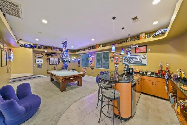 Billiard Table, Game Room, Interior, Pendant Lights, Recessed Lighting