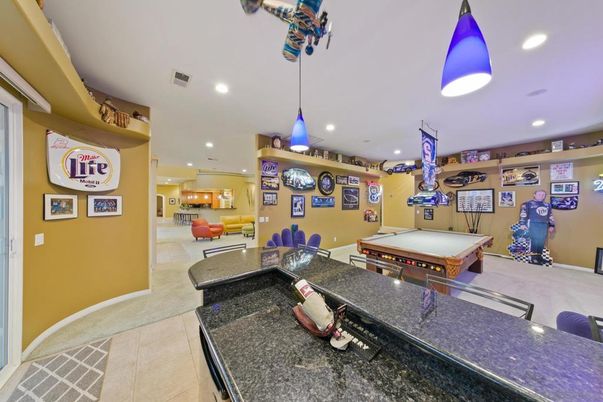Billiard Table, Game Room, Interior, Pendant Lights, Recessed Lighting