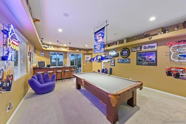 Billiard Table, Game Room, Interior, Pendant Lights, Recessed Lighting