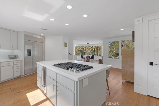 Dining room, Interior, Kitchen, Recessed Lighting, Stainless Steel Appliances, Wood Texture Flooring
