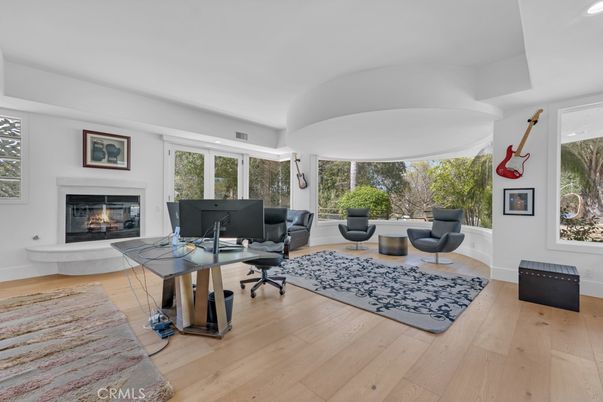 Fireplace, Home Office, Interior, Wood Texture Flooring