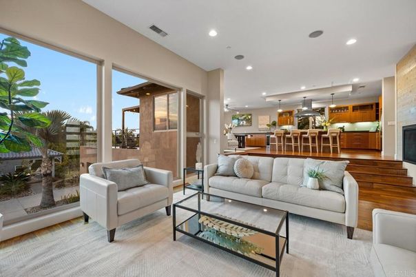 Dining room, Fireplace, Interior, Kitchen, Living room, Pendant Lights, Recessed Lighting, Stainless Steel Appliances
