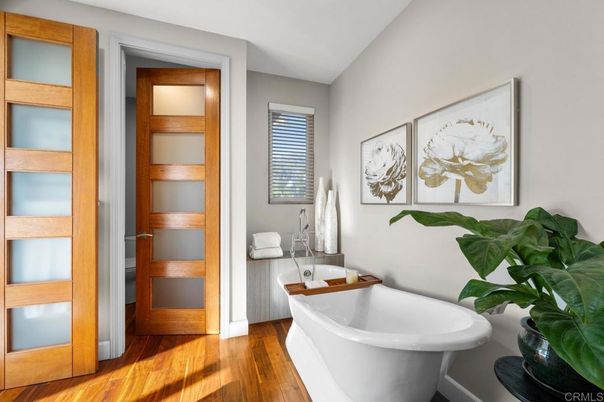 Bathroom, Free Standing Baths, Interior, Wood Texture Flooring