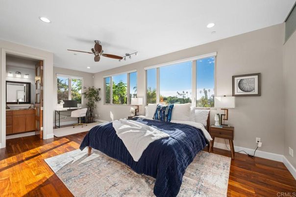 Bedroom, Home Office, Interior, Recessed Lighting, Wood Texture Flooring