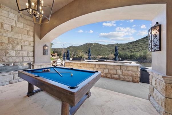Billiard Table, Game Room, Interior, Stone Walls