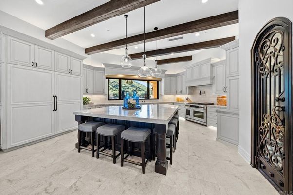 Interior, Kitchen, Pendant Lights, Recessed Lighting, Stainless Steel Appliances, Wooden Beams