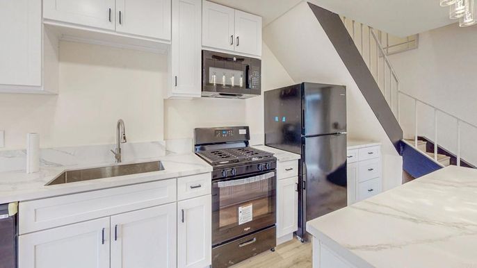 Interior, Kitchen, Stainless Steel Appliances, Wood Texture Flooring