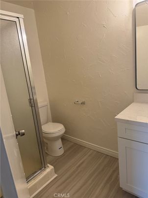 Bathroom, Glass Shower, Interior, Wood Texture Flooring
