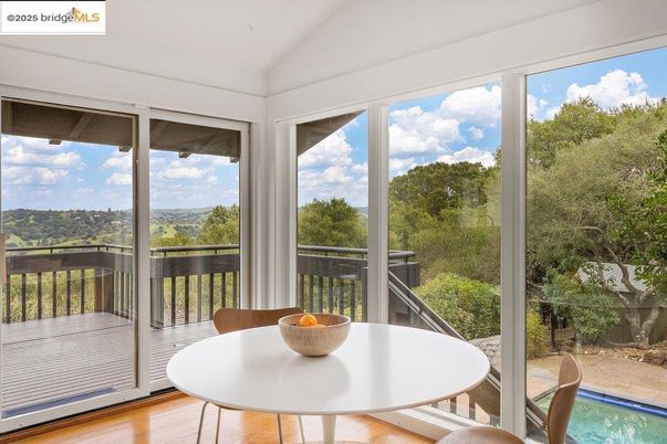 Dining room, Interior, Sun Room, Wood Texture Flooring