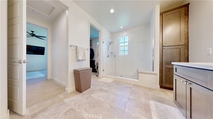 Bathroom, Glass Shower, Interior, Recessed Lighting