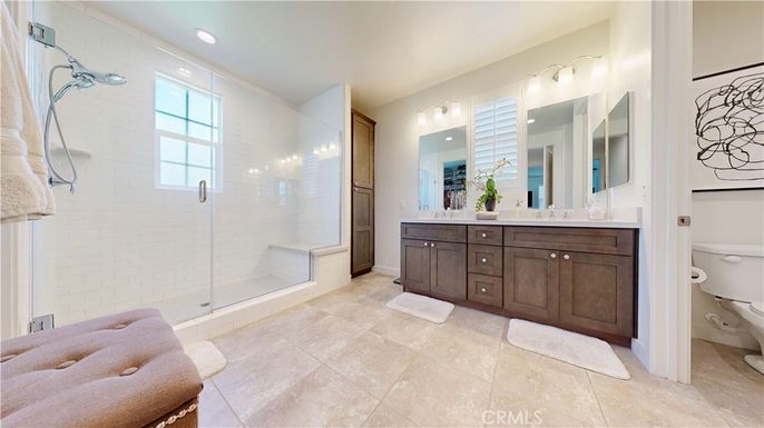 Bathroom, Dual Sink Vanities, Glass Shower, Interior, Recessed Lighting