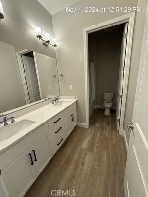 Bathroom, Dual Sink Vanities, Interior, Wood Texture Flooring