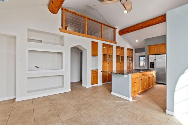 Interior, Kitchen, Recessed Lighting, Stainless Steel Appliances, Wooden Beams