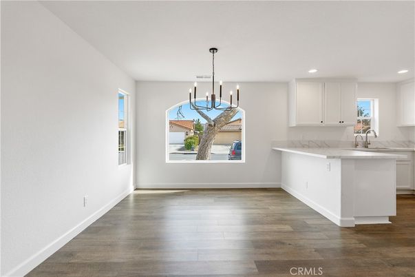Chandelier, Interior, Kitchen, Pendant Lights, Recessed Lighting, Wood Texture Flooring
