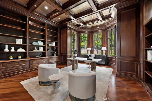 Home Office, Interior, Recessed Lighting, Wooden Beams, Wooden Ceilings, Wood Texture Flooring, Wooden Walls