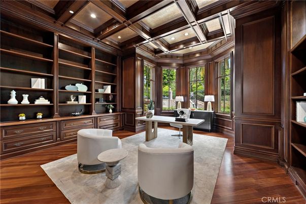 Home Office, Interior, Recessed Lighting, Wooden Beams, Wooden Ceilings, Wood Texture Flooring, Wooden Walls