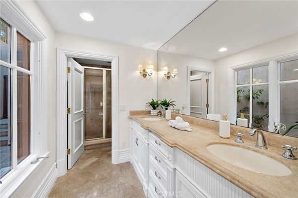 Bathroom, Dual Sink Vanities, Glass Shower, Interior, Recessed Lighting