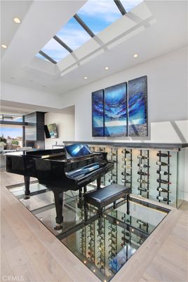 Glass Ceilings, Interior, Piano, Recessed Lighting, Wine Storage, Wood Texture Flooring
