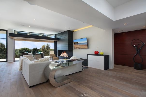 Fireplace, Interior, Living room, Recessed Lighting, Wood Texture Flooring, Wooden Walls