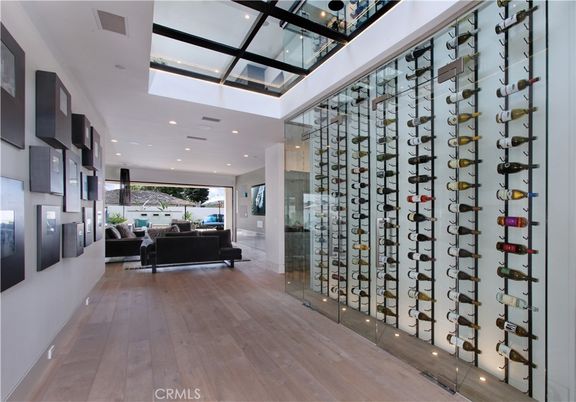 Interior, Living room, Recessed Lighting, Wine Storage, Wood Texture Flooring