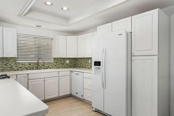 Interior, Kitchen, Recessed Lighting, Wood Texture Flooring