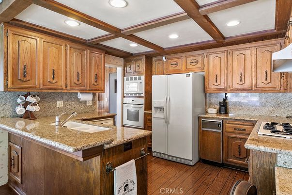 Interior, Kitchen, Recessed Lighting, Wooden Beams, Wood Texture Flooring
