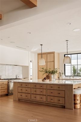 Interior, Kitchen, Pendant Lights, Recessed Lighting, Wood Texture Flooring