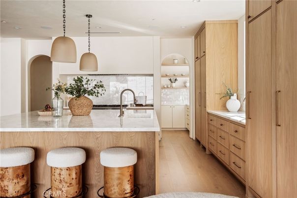 Interior, Kitchen, Pendant Lights, Recessed Lighting, Wood Texture Flooring