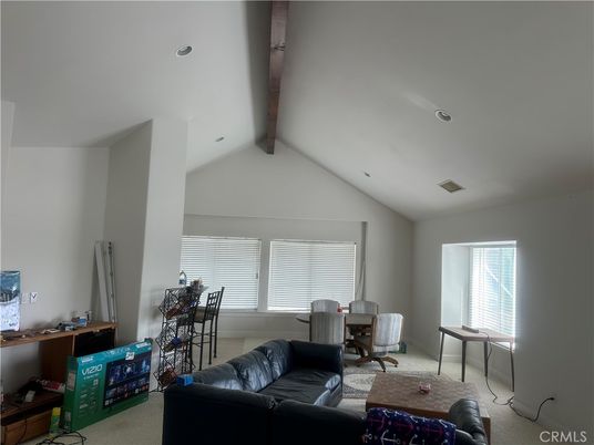 Dining room, Interior, Living room, Recessed Lighting, Wooden Beams