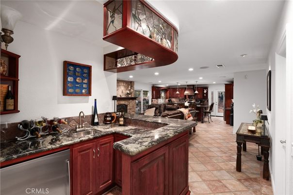 Dining room, Fireplace, Interior, Kitchen, Pendant Lights, Recessed Lighting, Stainless Steel Appliances