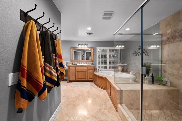 Bathroom, Dual Sink Vanities, Glass Shower, Interior, Recessed Lighting