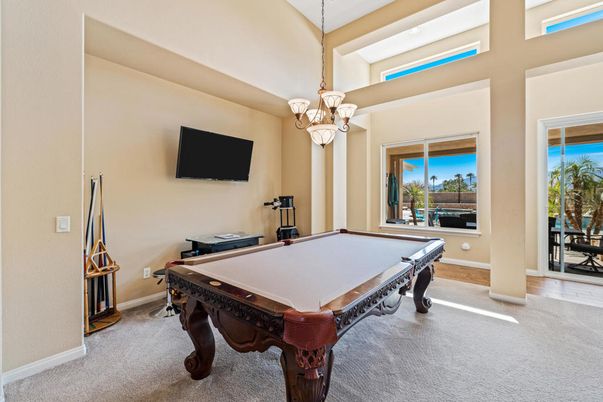 Billiard Table, Chandelier, Game Room, Interior