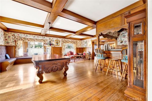 Dining room, Interior, Wooden Beams, Wood Texture Flooring