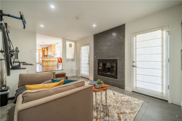 Fireplace, Interior, Kitchen, Living room, Recessed Lighting