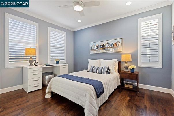 Bedroom, Home Office, Interior, Recessed Lighting, Wood Texture Flooring