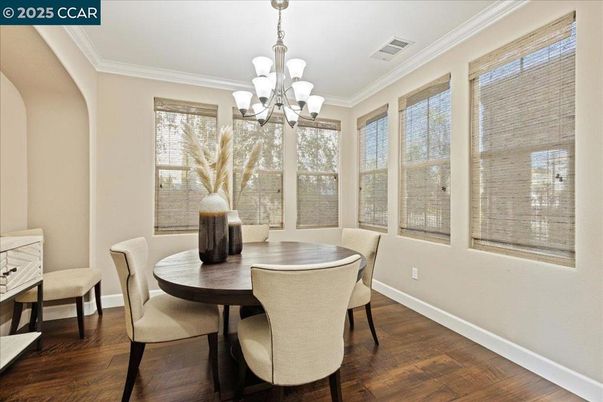Chandelier, Dining room, Interior, Wood Texture Flooring