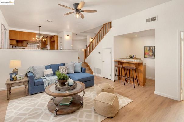 Interior, Kitchen, Living room, Pendant Lights, Recessed Lighting, Wood Texture Flooring