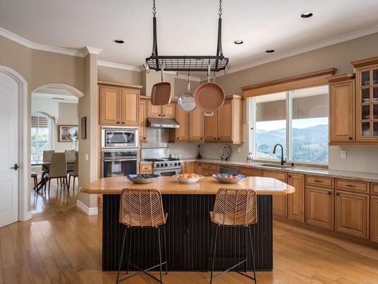 Dining room, Interior, Kitchen, Recessed Lighting, Stainless Steel Appliances, Wood Texture Flooring