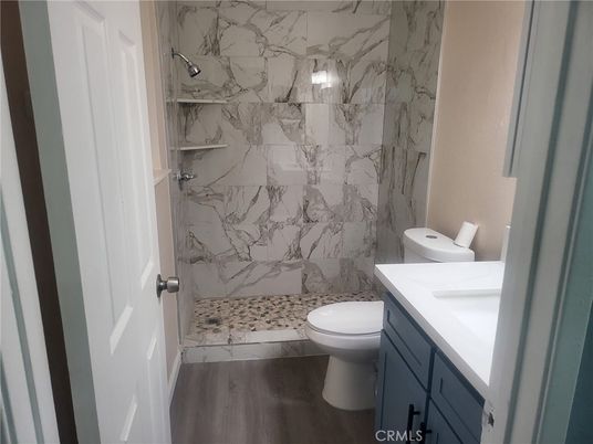 Bathroom, Interior, Marble Walls, Wood Texture Flooring