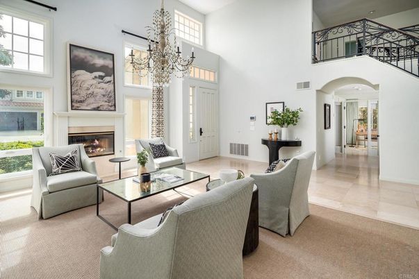 Chandelier, Fireplace, Interior, Living room, Recessed Lighting