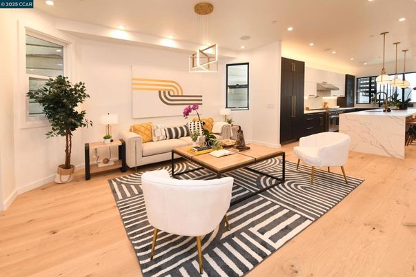 Interior, Kitchen, Living room, Pendant Lights, Recessed Lighting, Wood Texture Flooring