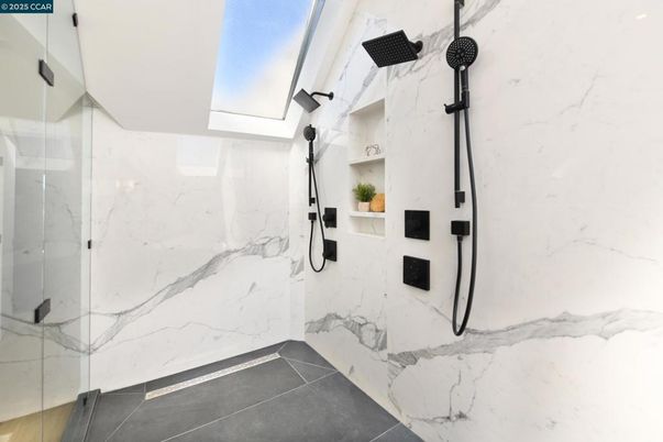 Bathroom, Glass Shower, Interior, Marble Walls