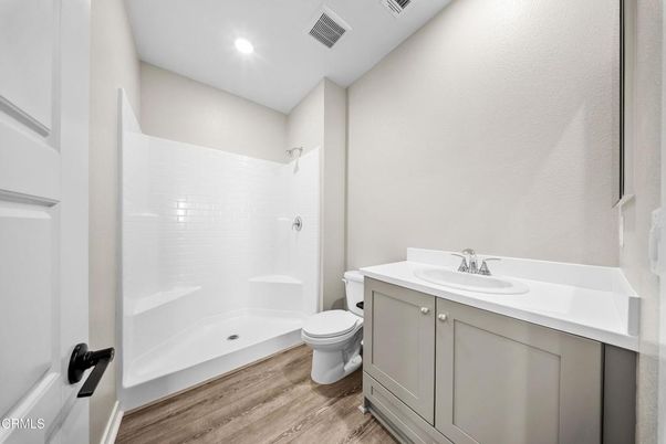 Bathroom, Interior, Recessed Lighting, Wood Texture Flooring