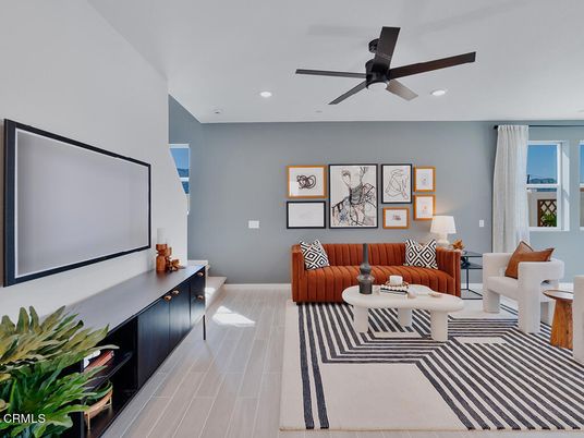Interior, Living room, Projection Screen, Recessed Lighting, Wood Texture Flooring