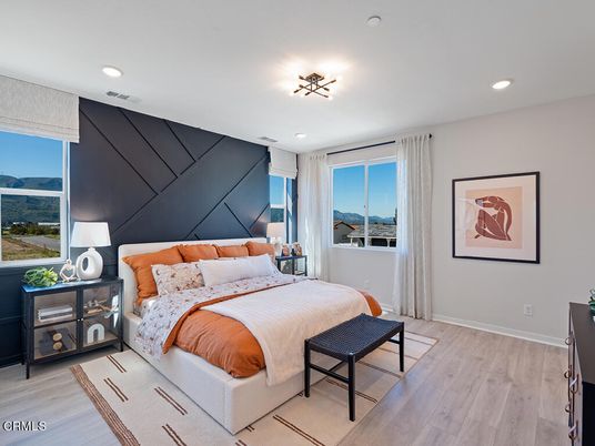 Bedroom, Interior, Recessed Lighting, Water, Wood Texture Flooring