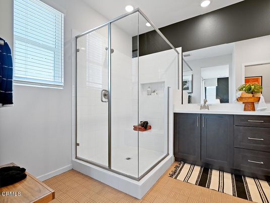 Bathroom, Glass Shower, Interior, Recessed Lighting