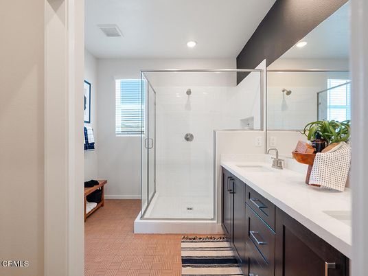 Bathroom, Dual Sink Vanities, Glass Shower, Interior, Recessed Lighting