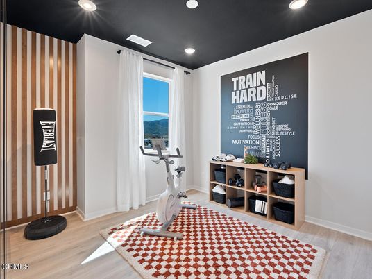 Fitness Equipment, Interior, Recessed Lighting, Wood Texture Flooring
